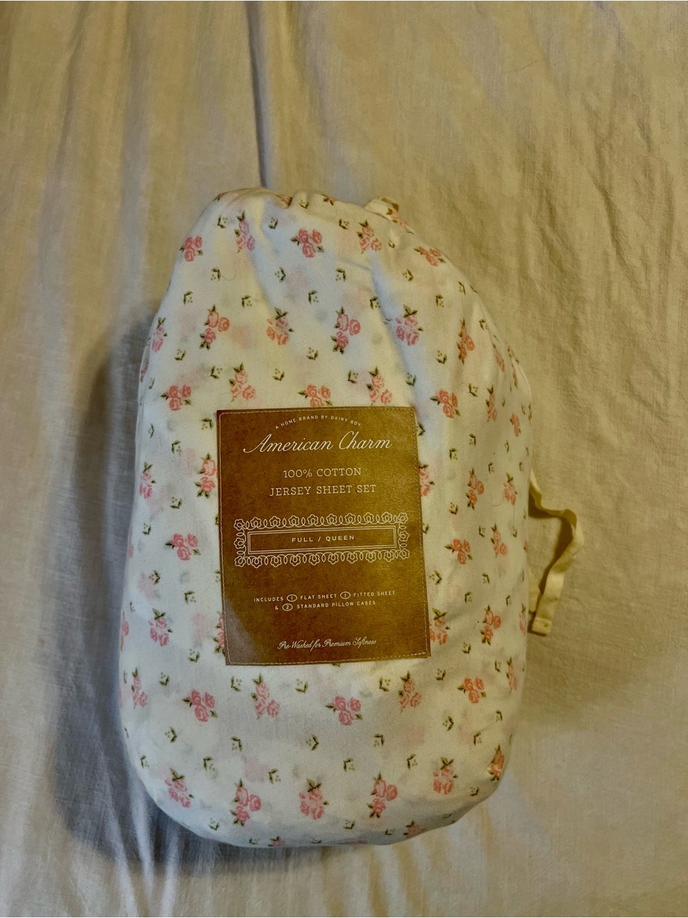 Dairy Boy Blush Floral Jersey Sheet Set - Full/Queen - Picture 2 of 4
